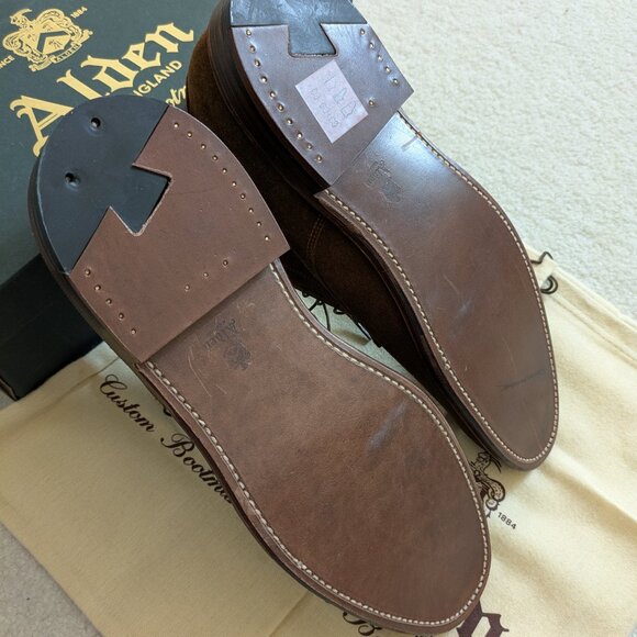 Alden Plain Toe Blucher in Snuff Suede, 10D - Picture 7 of 14